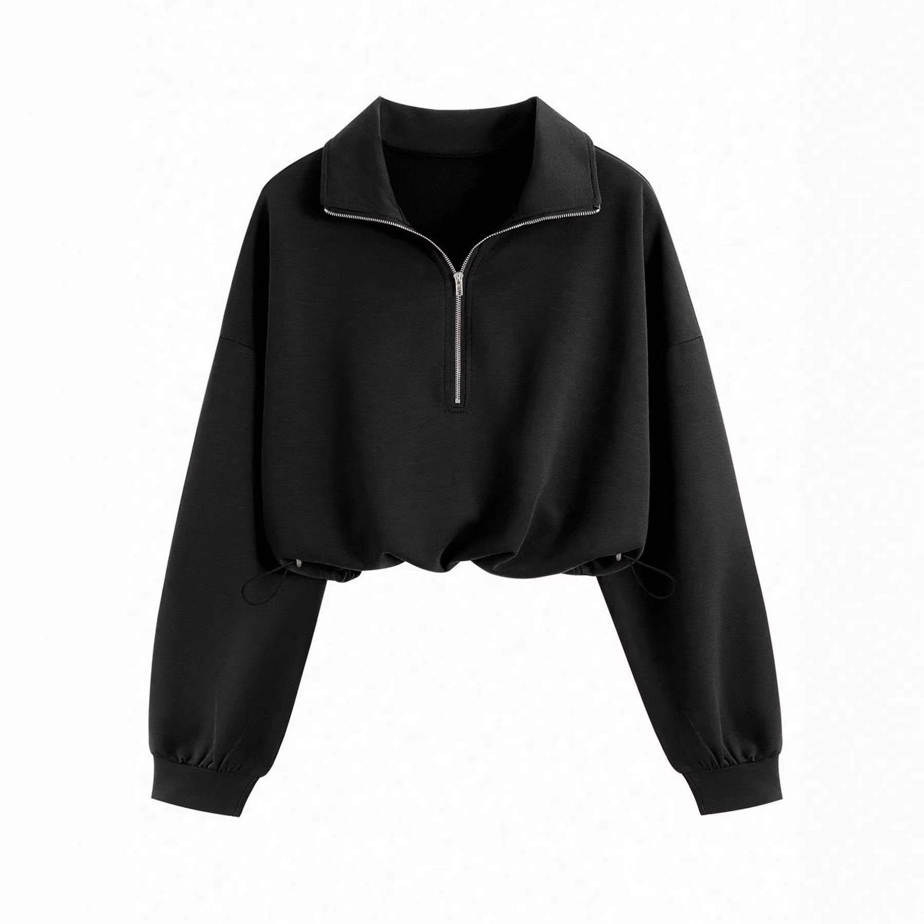 Sweatshirt met Halve Rits Kraag en Trekkoord