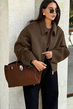 Moderne Wolmix Jas met Minimalistisch Klassieke Kraag