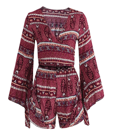 Spring and summer Amazon AliExpress new women's European and American leisure holiday wind print jumpsuit shorts