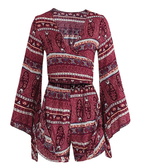 Spring and summer Amazon AliExpress new women's European and American leisure holiday wind print jumpsuit shorts