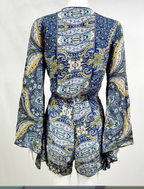 Spring and summer Amazon AliExpress new women's European and American leisure holiday wind print jumpsuit shorts