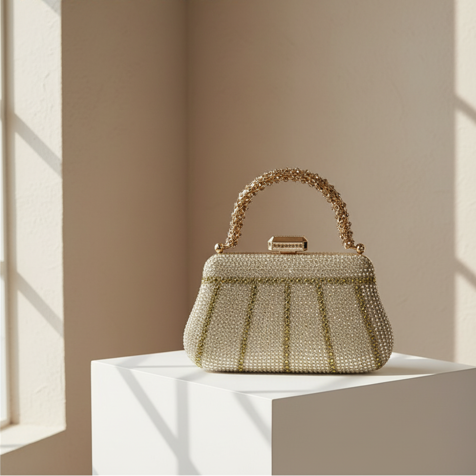 Glamoureuze met Strass Versierde Avondtas