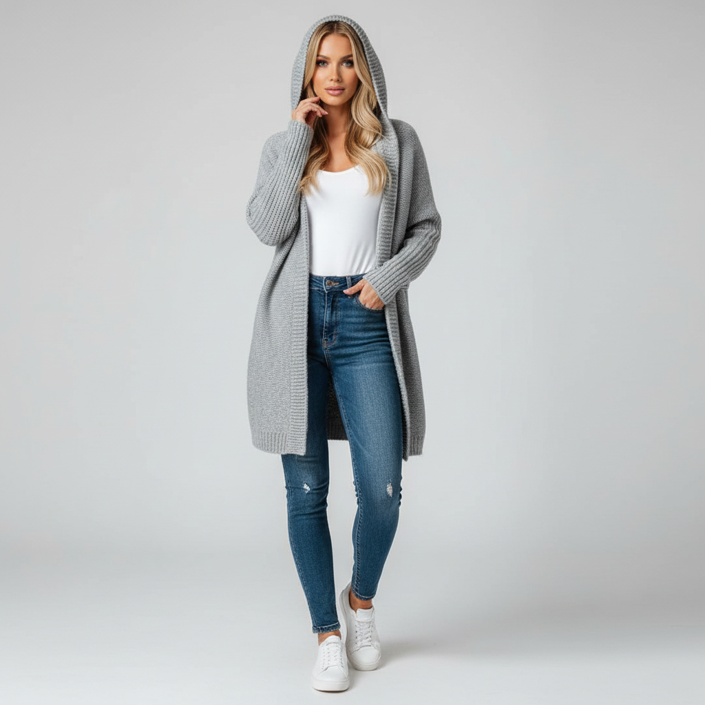 Makaylah Gebreid Cardigan met Capuchon voor Dames