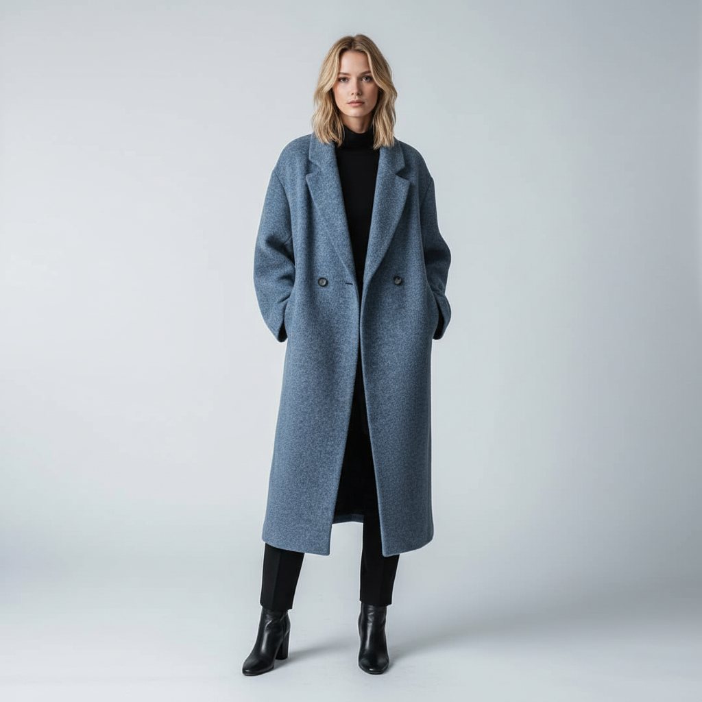 Madlyn Wolmix Overjas - Dubbelrij Ontwerp