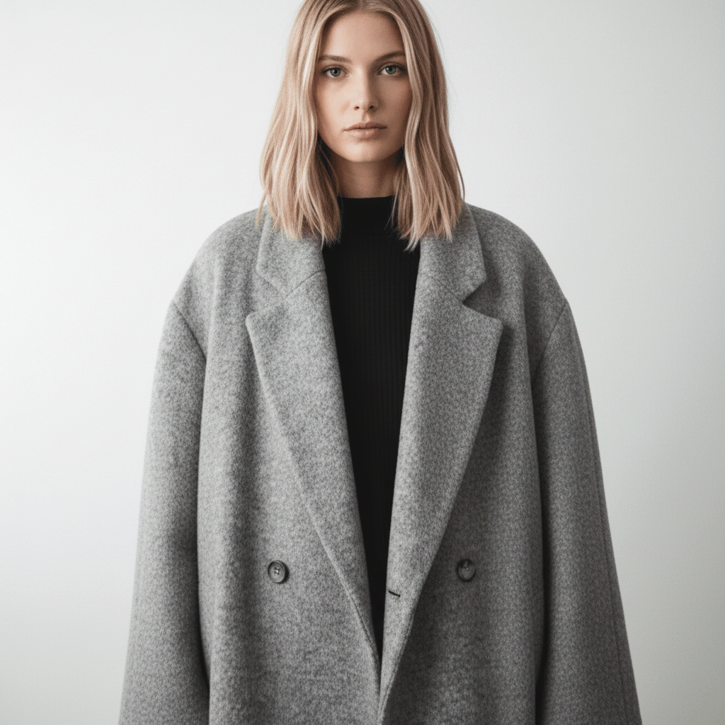 Madlyn Wolmix Overjas - Dubbelrij Ontwerp