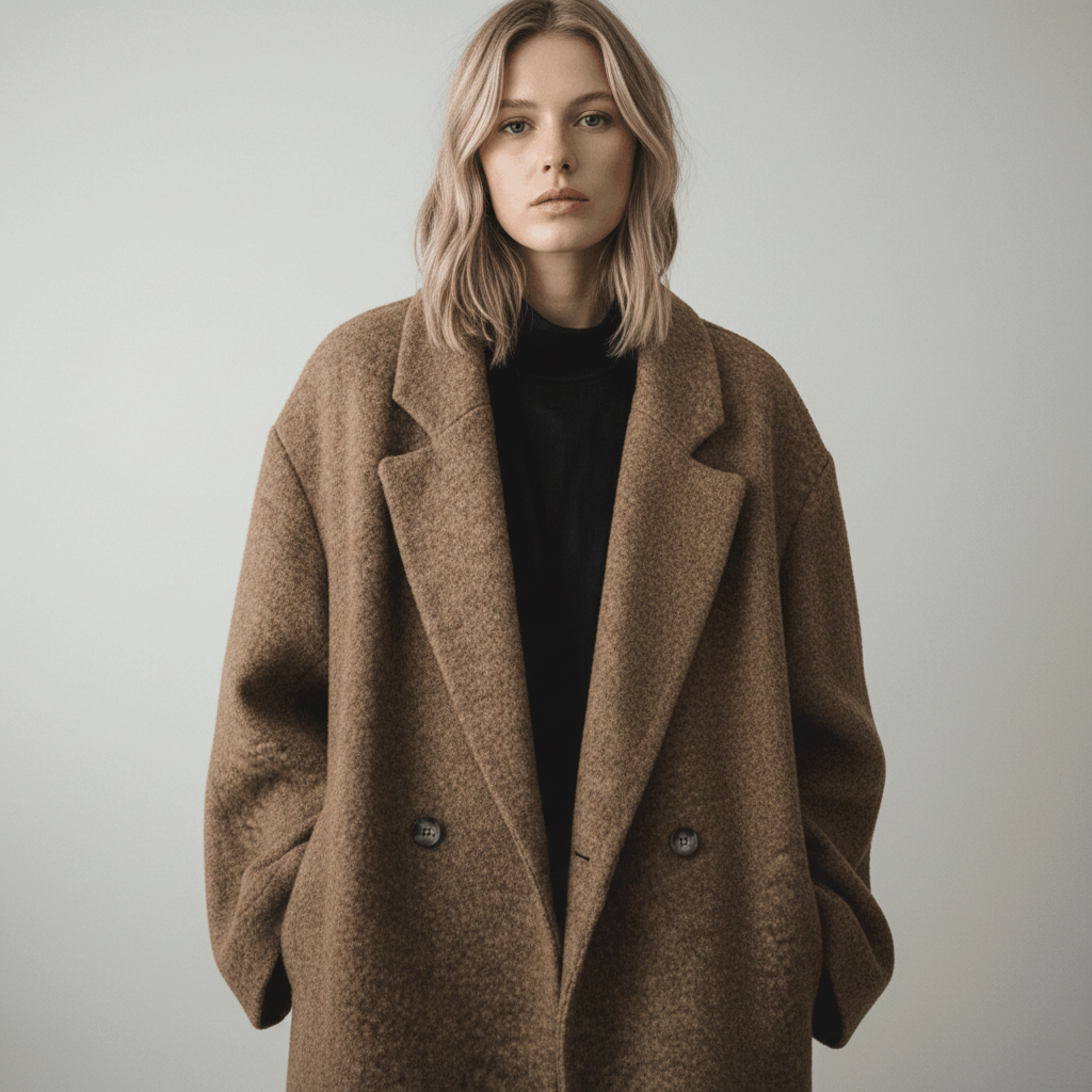 Madlyn Wolmix Overjas - Dubbelrij Ontwerp