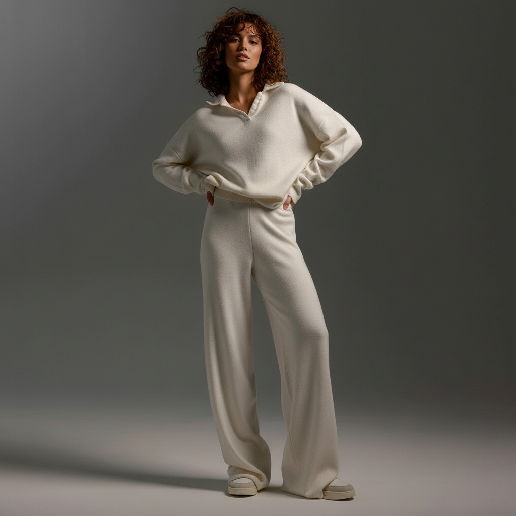 Gebreide Polo Wijde Pijpen Set