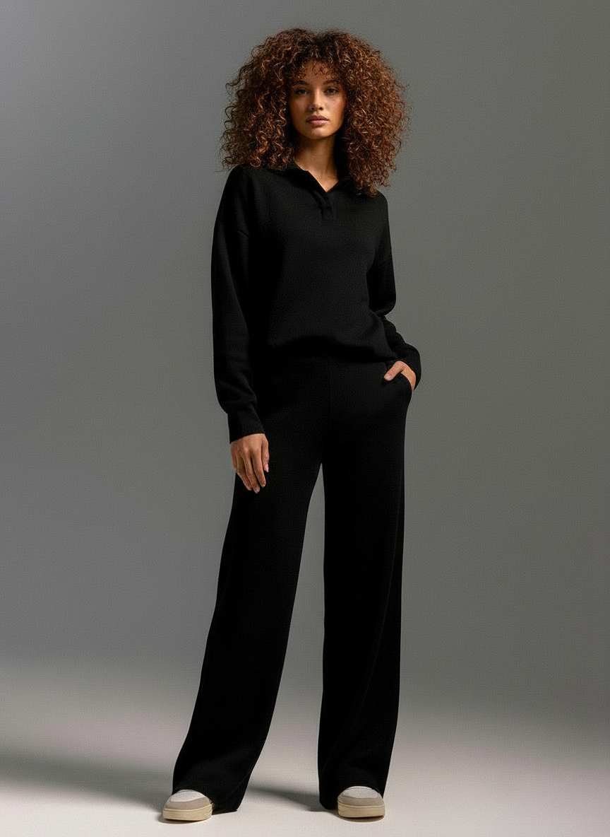 Gebreide Polo Wijde Pijpen Set