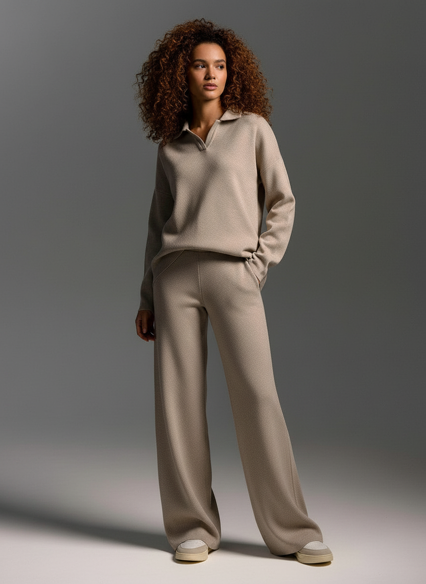 Gebreide Polo Wijde Pijpen Set