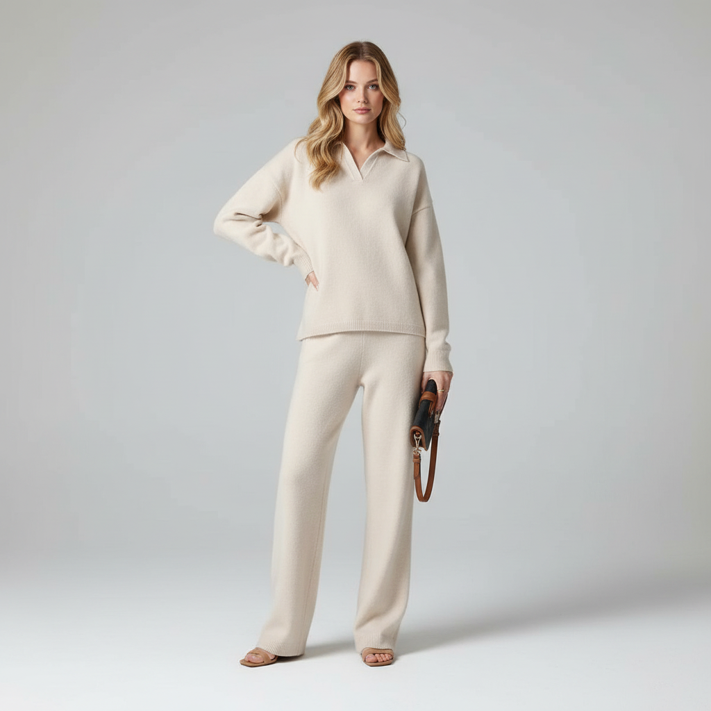 Loungewear set met Polo kraag