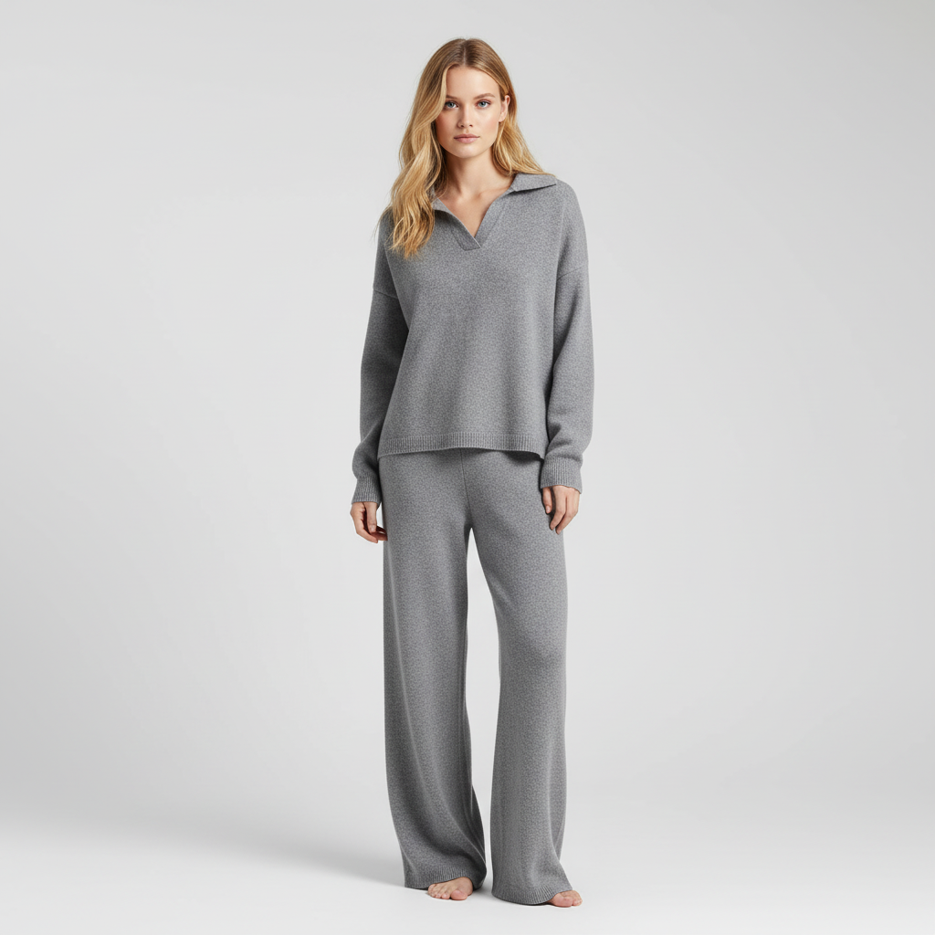 Loungewear set met Polo kraag