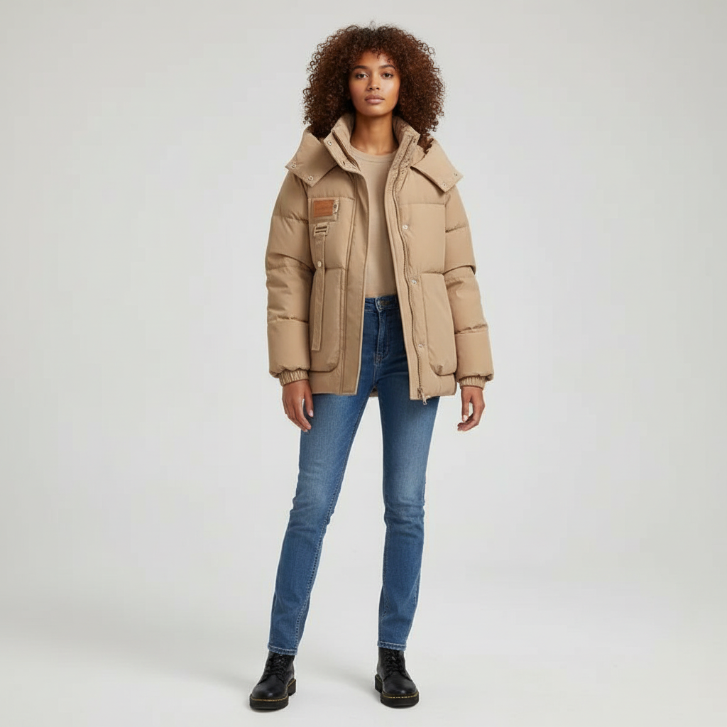 Pufferjack met Hoge Kraag en Capuchon