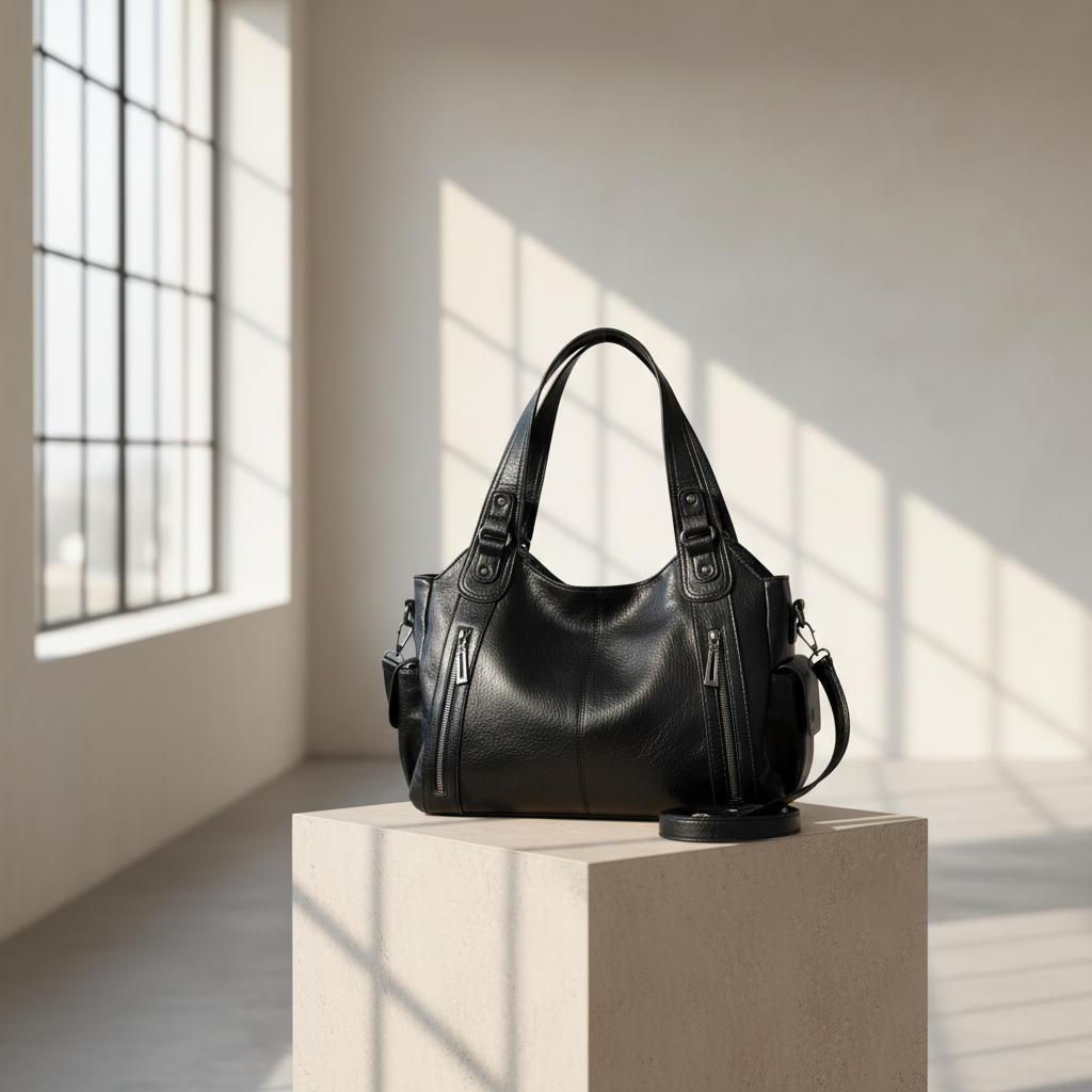 Leren Handtas met Meerdere Vakken