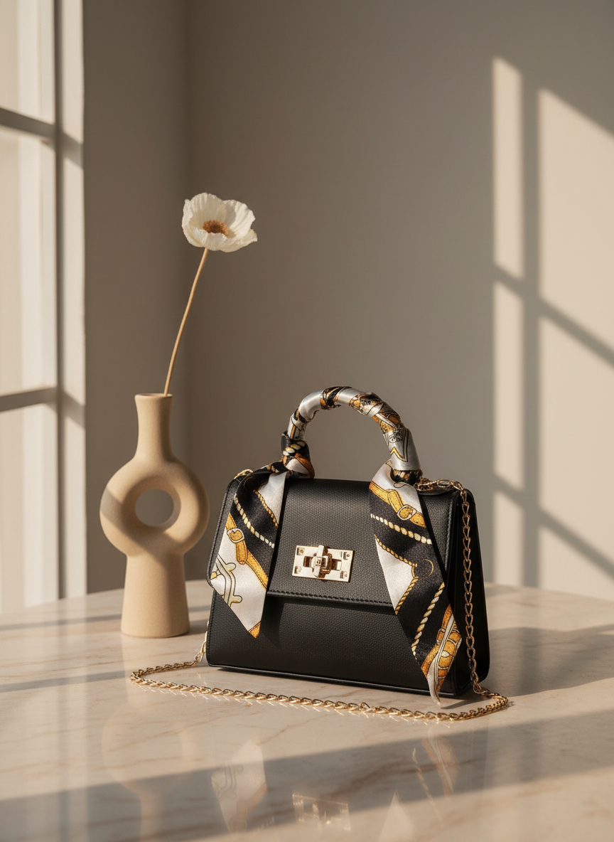 Faux Leren Handtas met Sjaaldetail