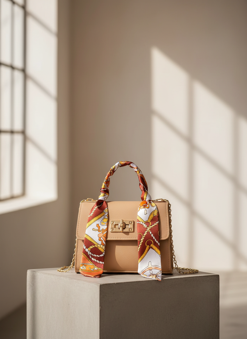 Faux Leren Handtas met Sjaaldetail