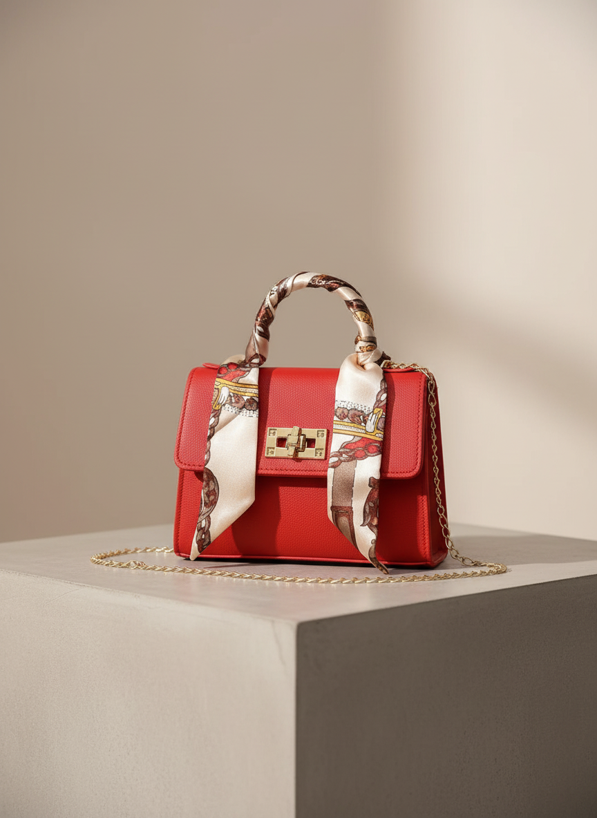 Faux Leren Handtas met Sjaaldetail