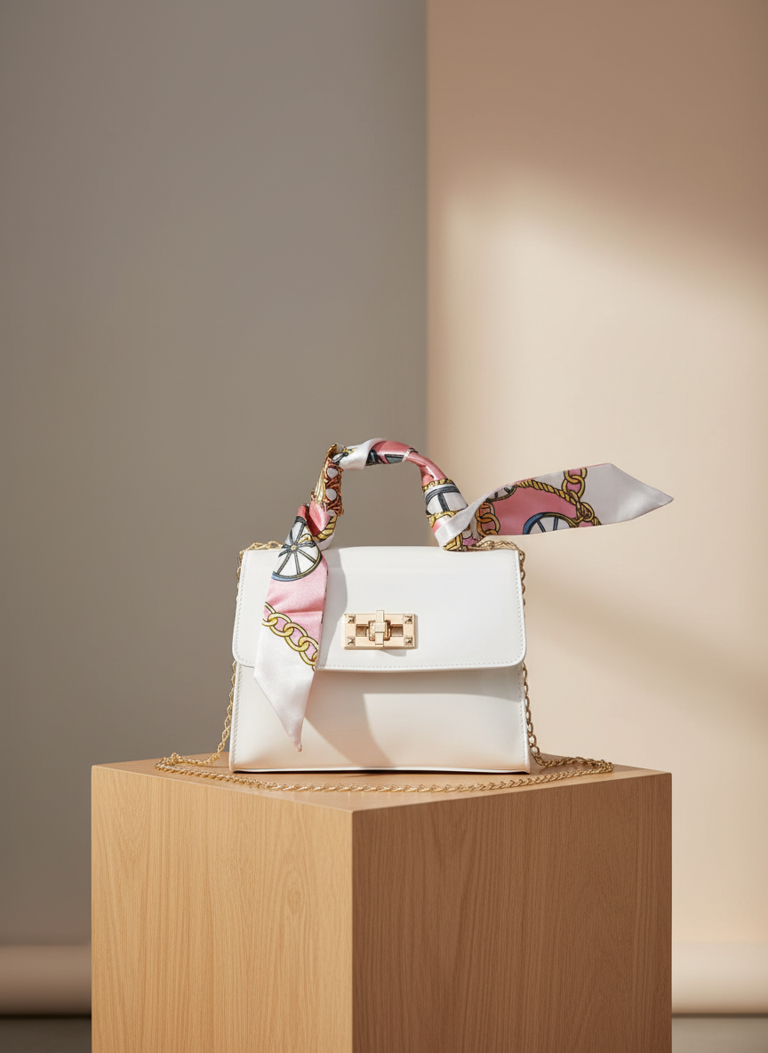 Faux Leren Handtas met Sjaaldetail