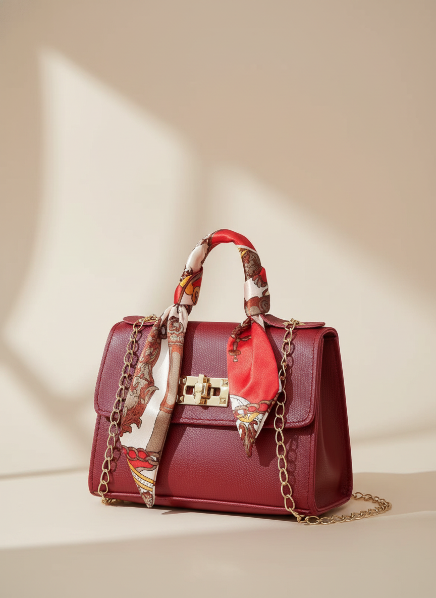 Faux Leren Handtas met Sjaaldetail