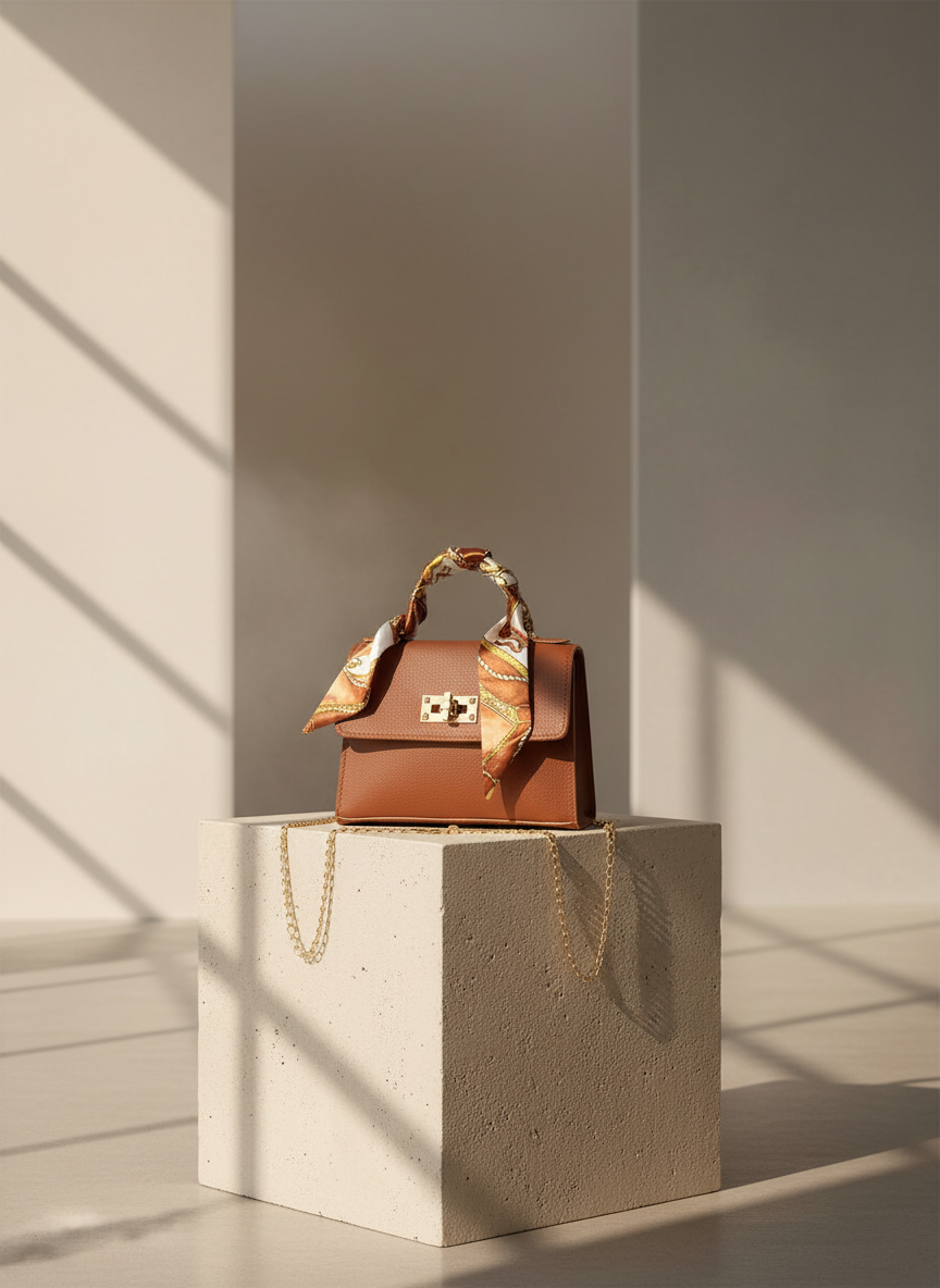 Faux Leren Handtas met Sjaaldetail