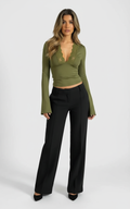 Ribbed Knit Crop Top Dames - Contemporary Chic Miranda Top