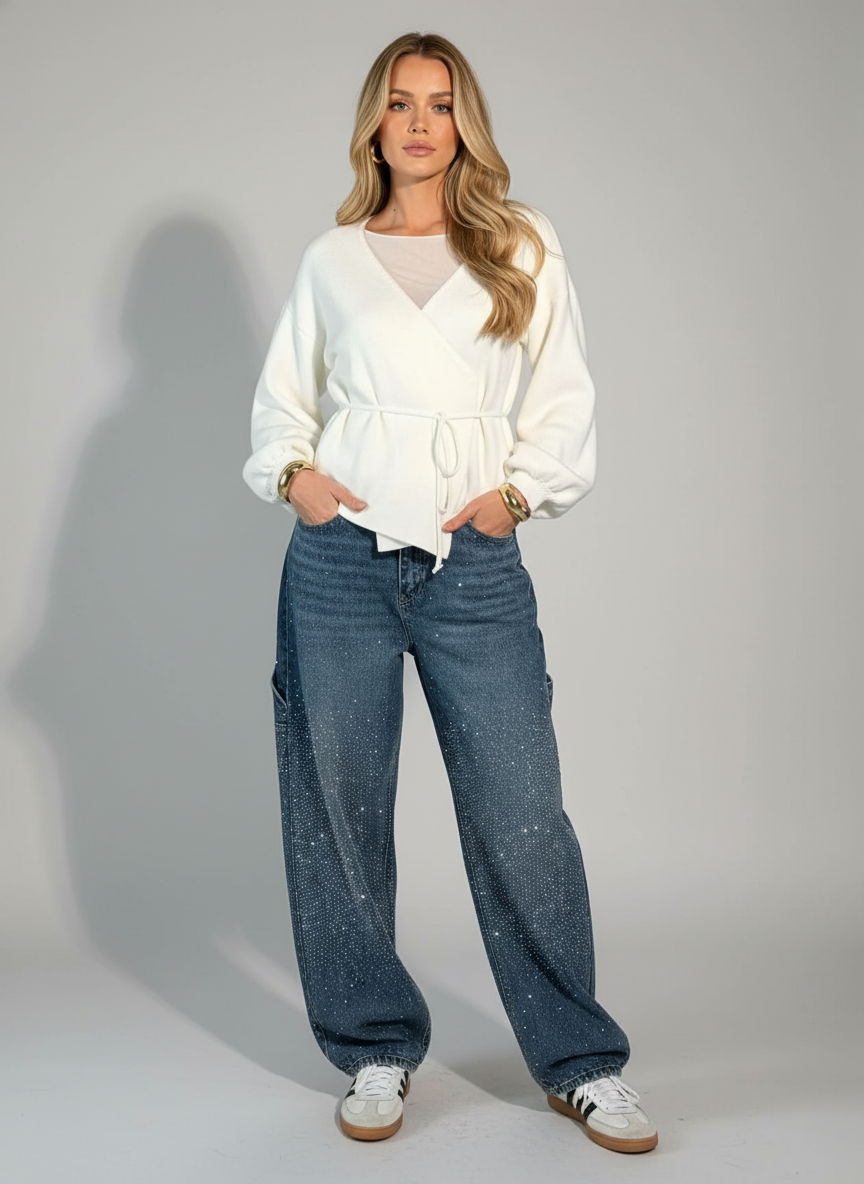 Myrtis Dames Jeans - Glamoureuze Strass Denim