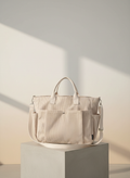 Corduroy Tote Bag met Ribstof en Buitenzakken