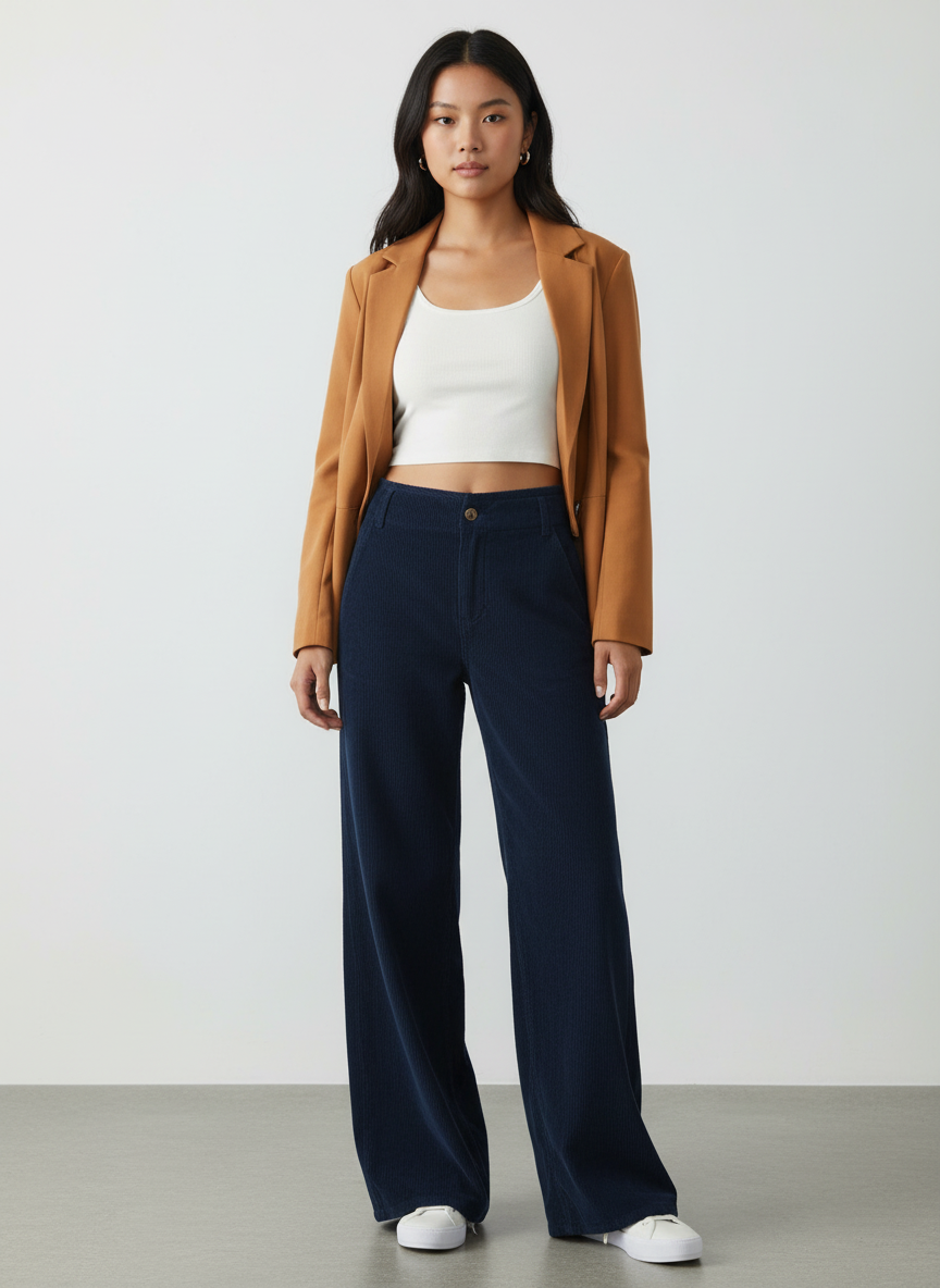 Corduroy Broek - Ribfluwelen Wijde Broek met comfortabele fit