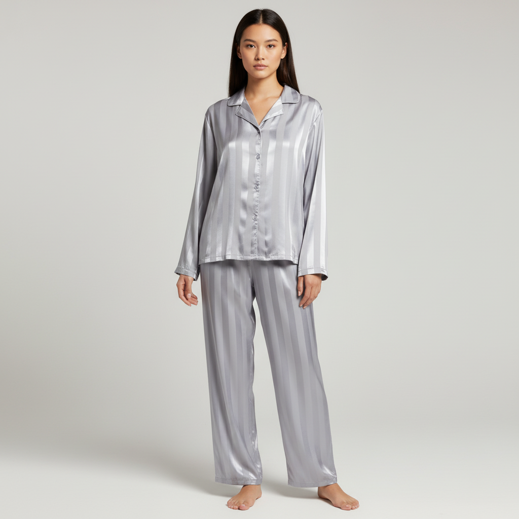 Arya Pyjamaset - Satijnachtig met Verticale Streep