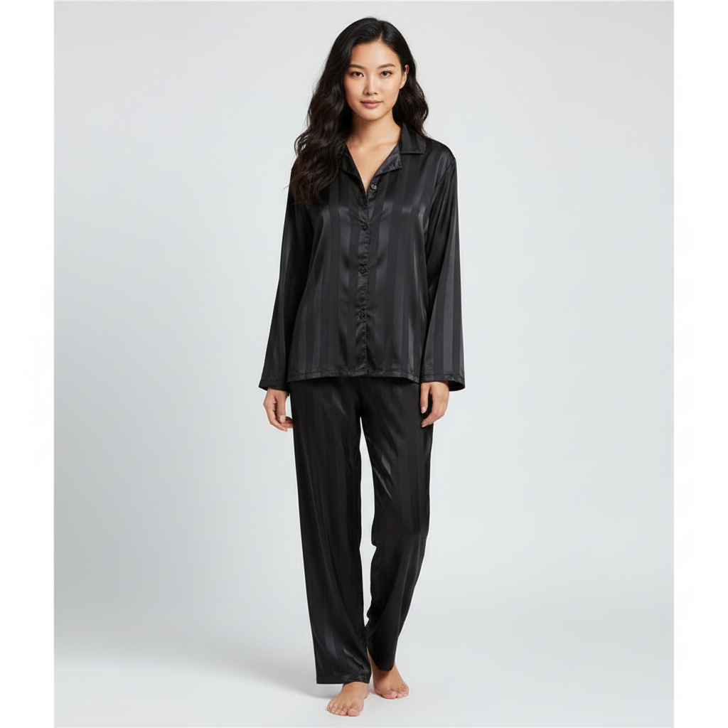 Arya Pyjamaset - Satijnachtig met Verticale Streep