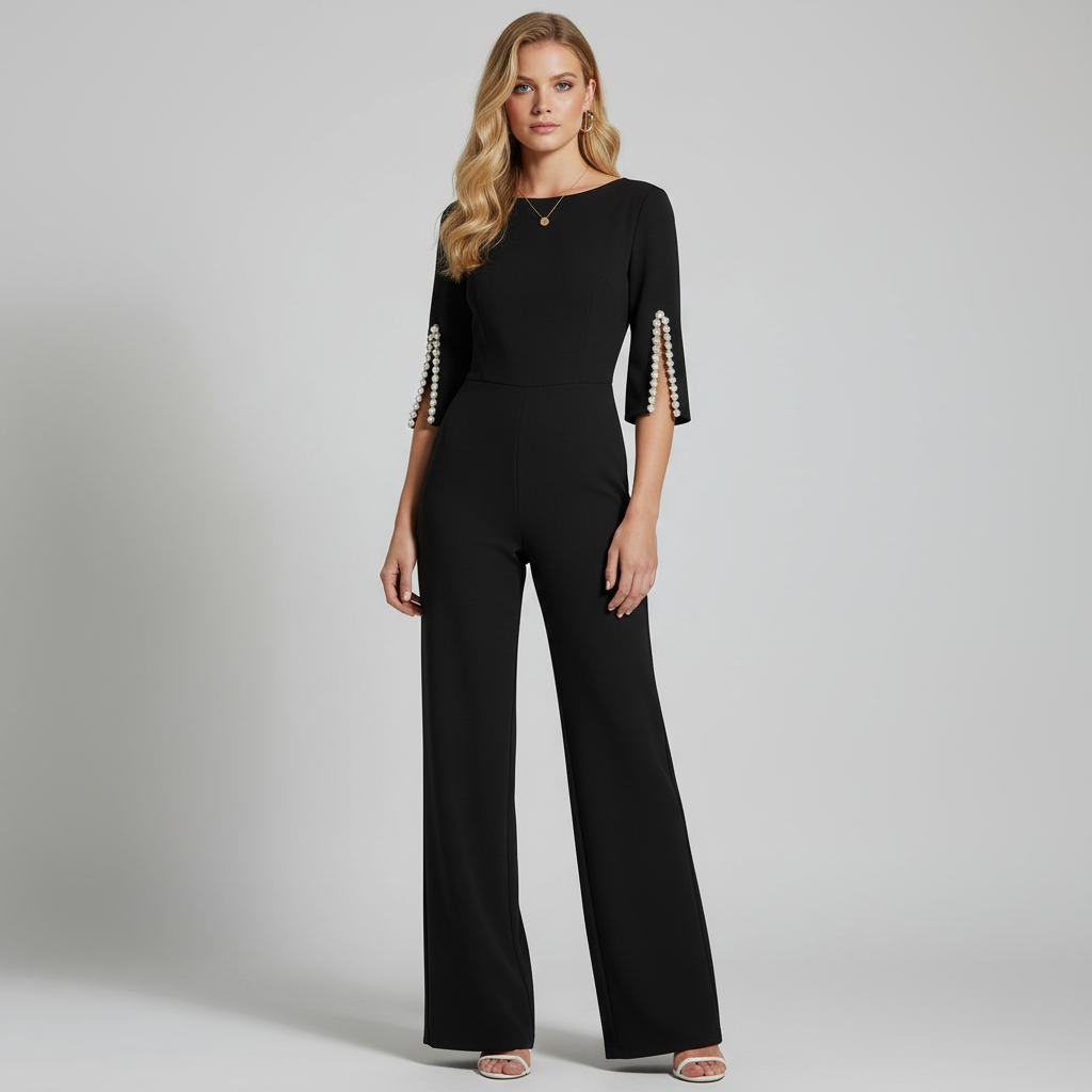 Elegant Formele Jumpsuit met Kralenversiering