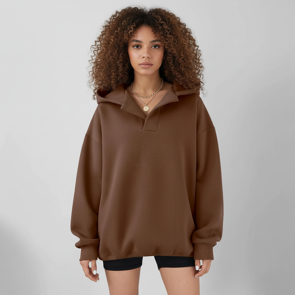 Harper - Hoodie met Halve Knoopsluiting