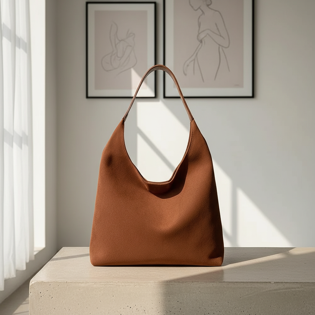 Suède Hobo Tas met Minimalistisch Soepel Silhouet