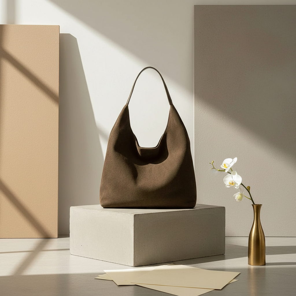 Suède Hobo Tas met Minimalistisch Soepel Silhouet