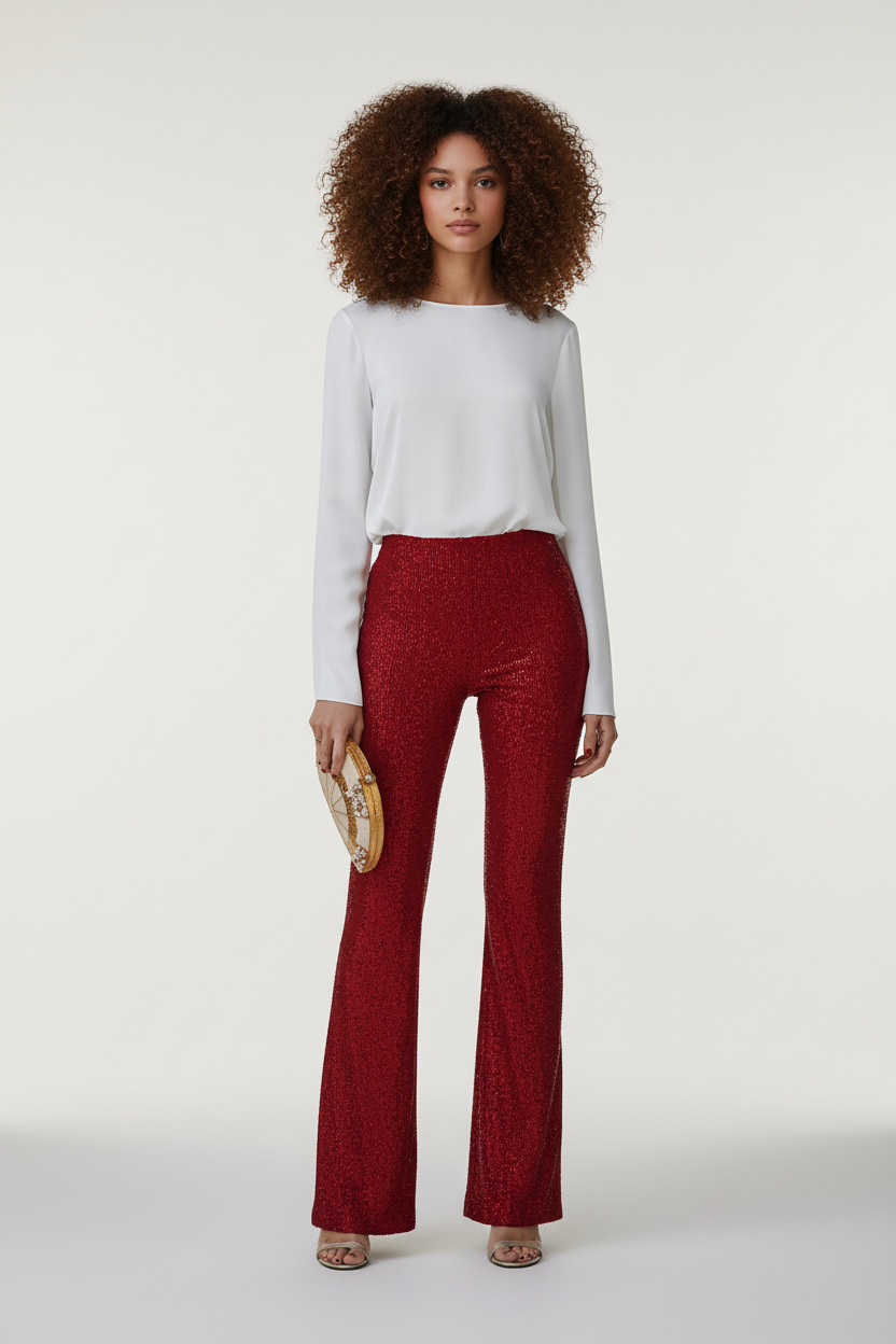 Dionna Pailletten Broek voor Dames - Glamoureuze Flared Trousers
