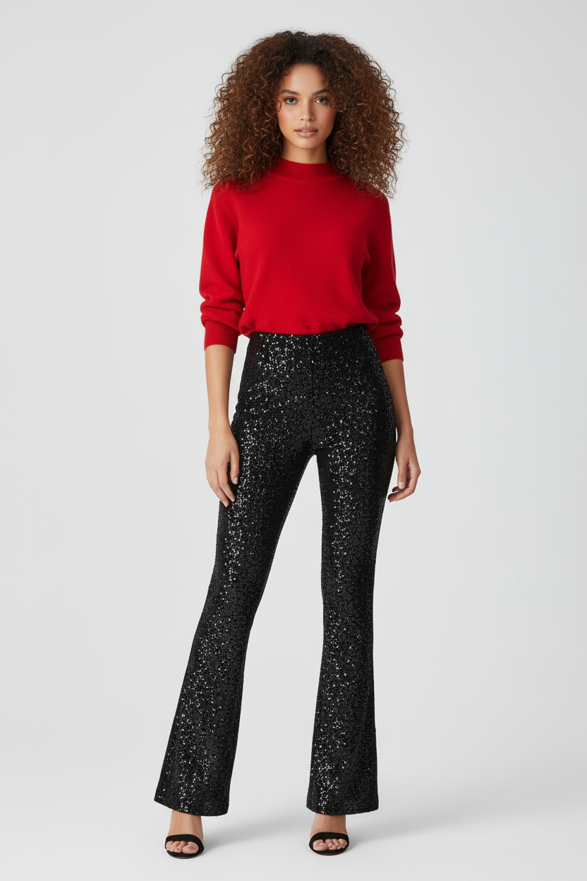Dionna Pailletten Broek voor Dames - Glamoureuze Flared Trousers