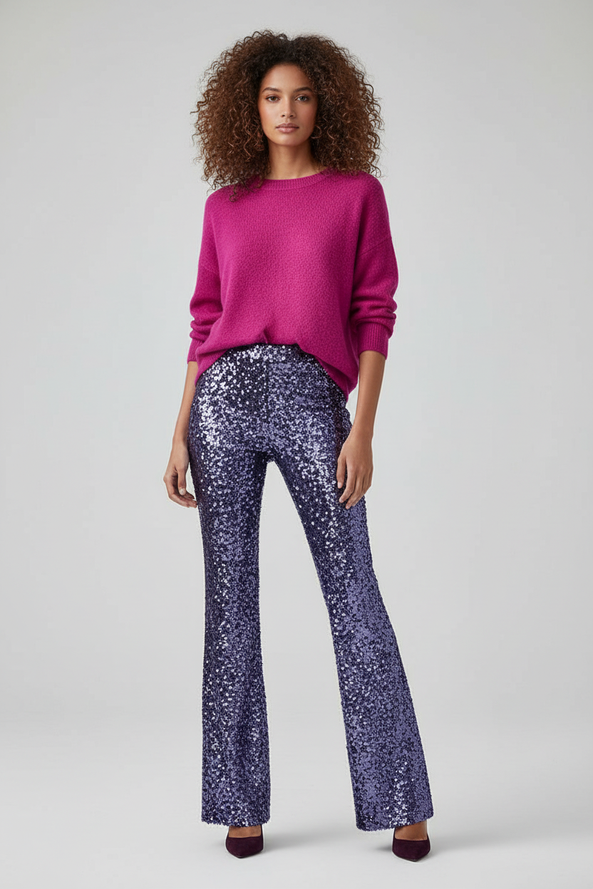Dionna Pailletten Broek voor Dames - Glamoureuze Flared Trousers
