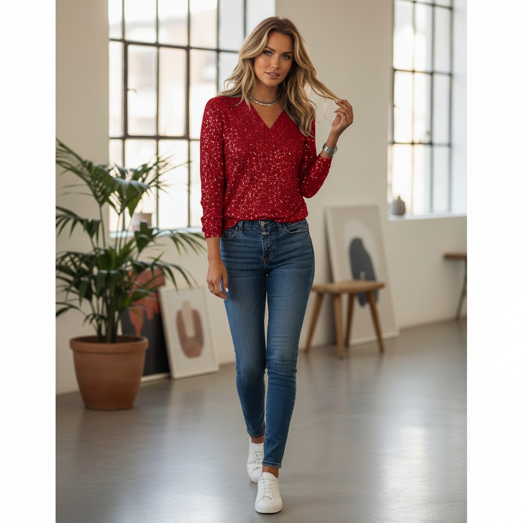 Dymond Top - Casual Chic met V-hals