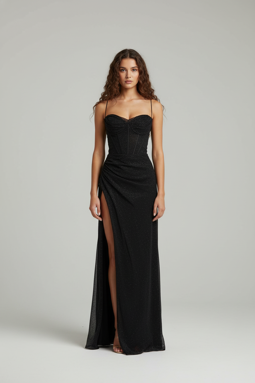 Glinsterende Avondjurk - Elegante Damesjurk met Split