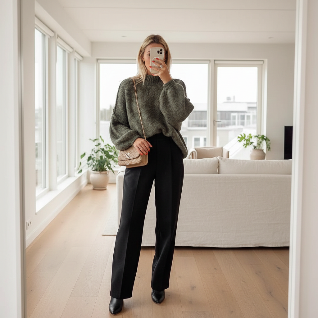 Oversized Trui Jurk met Ballonmouwen