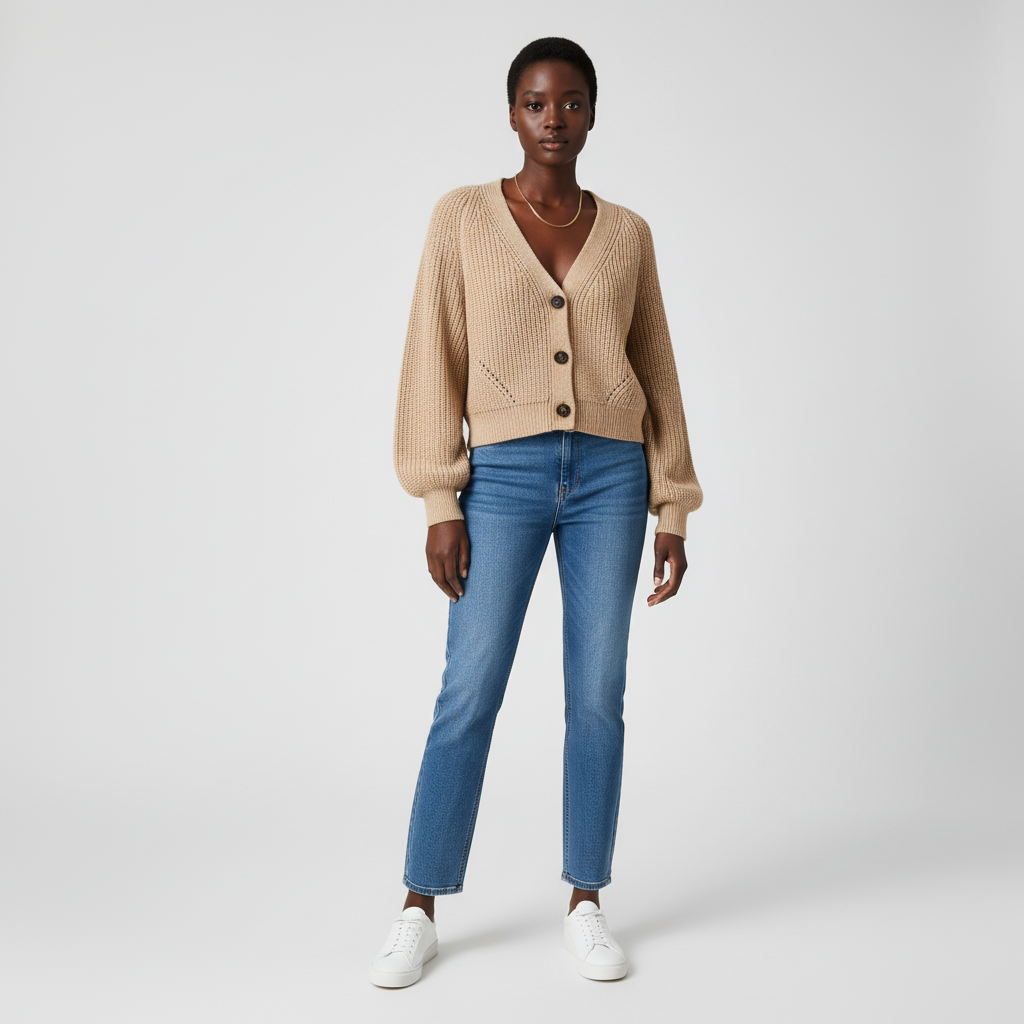 Illiana Gebreide Cardigan voor Dames - Contemporary Balloonmouwen