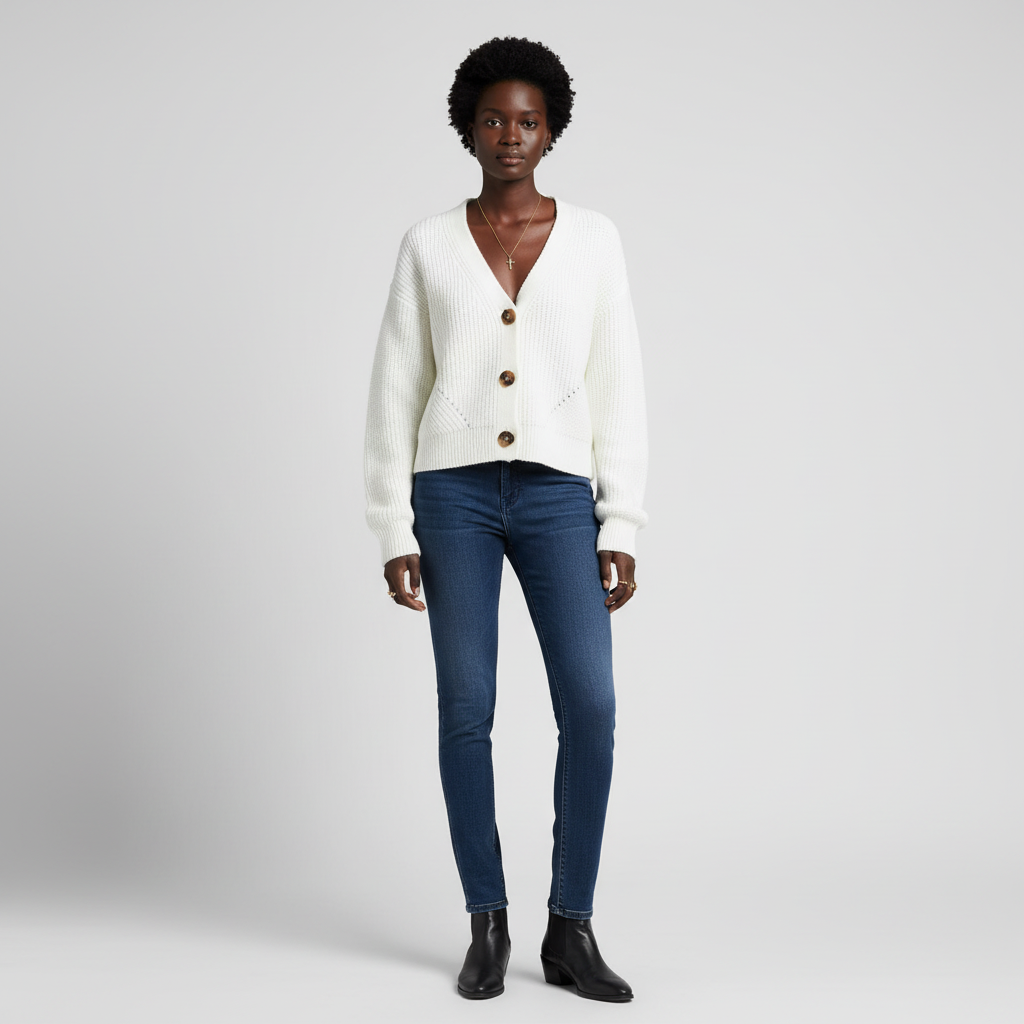 Illiana Gebreide Cardigan voor Dames - Contemporary Balloonmouwen