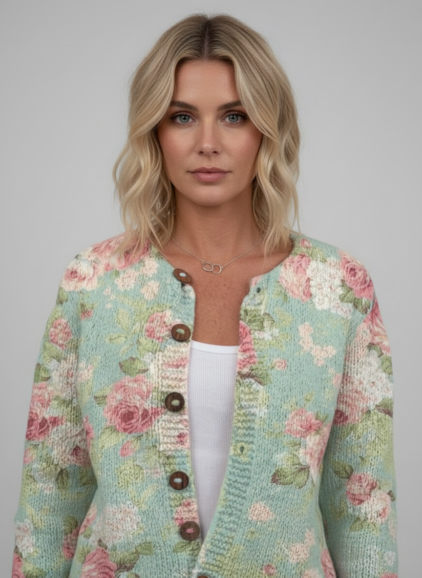 Samuel Gebreid Dames Cardigan - Klassiek Bloemenpatroon