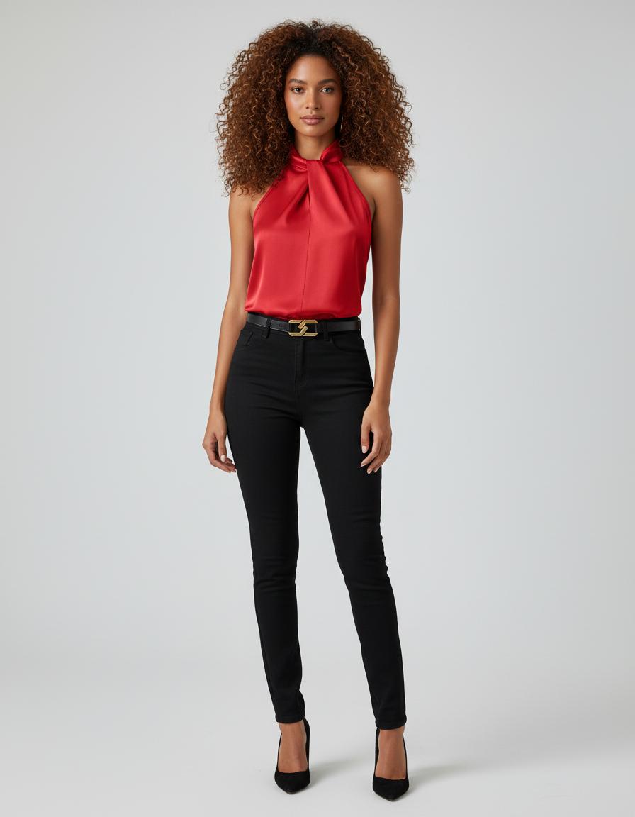 Kalea Satijnachtige Dames Top - Hedendaagse Halterhals