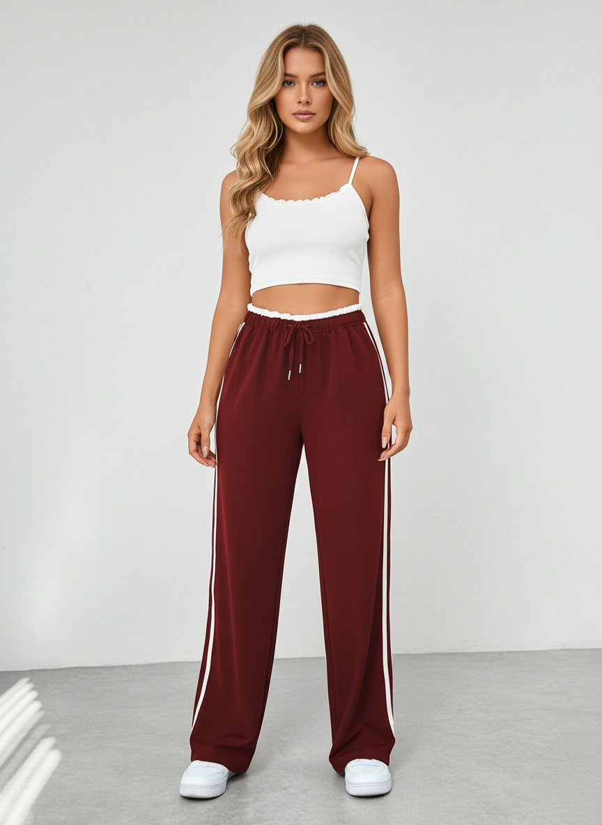 Wide-Leg Broek met Zijstrepen