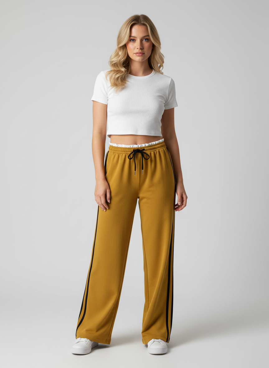 Wide-Leg Broek met Zijstrepen