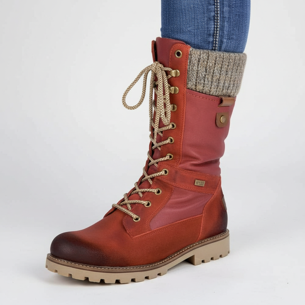 Sherrie Faux Leer & Knit Dames Laarzen - Casual/Outdoor Stijl