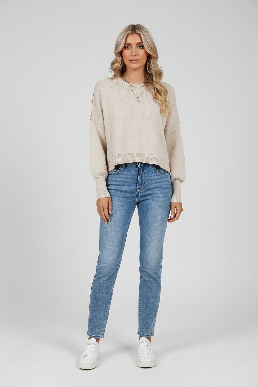 Relaxte Mouwen Cropped Trui