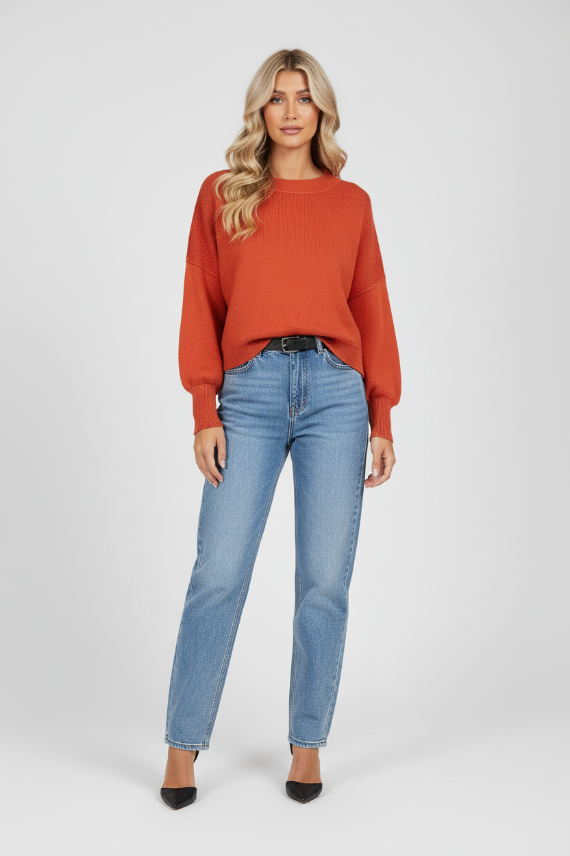 Relaxte Mouwen Cropped Trui