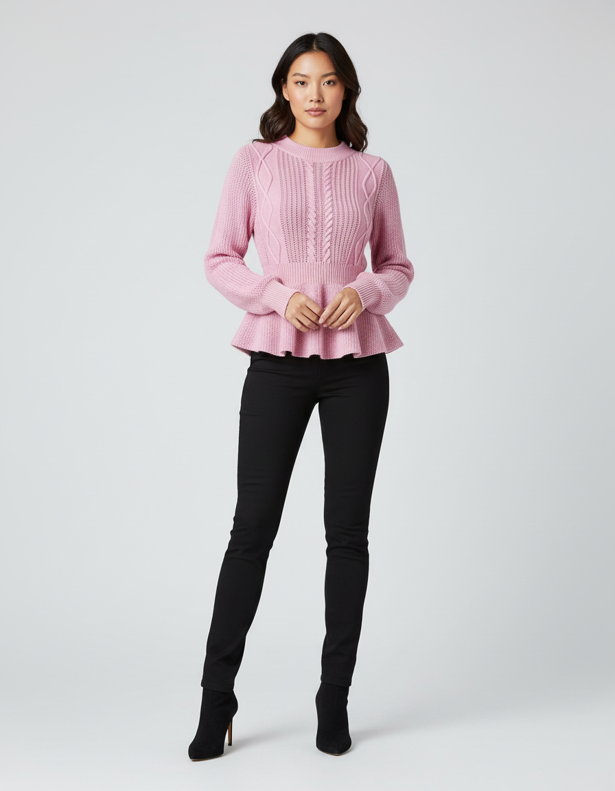 Peplum Trui met Kabeldetail