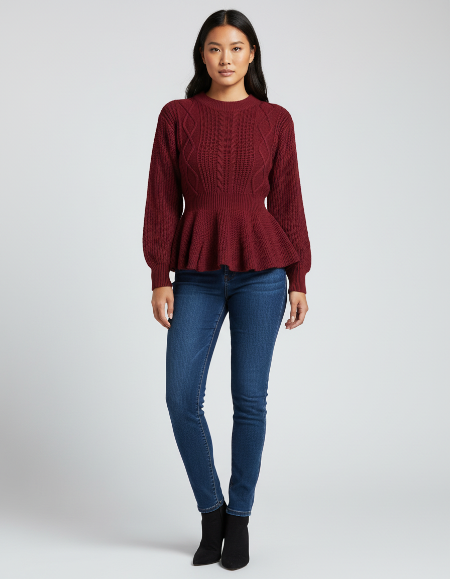 Peplum Trui met Kabeldetail